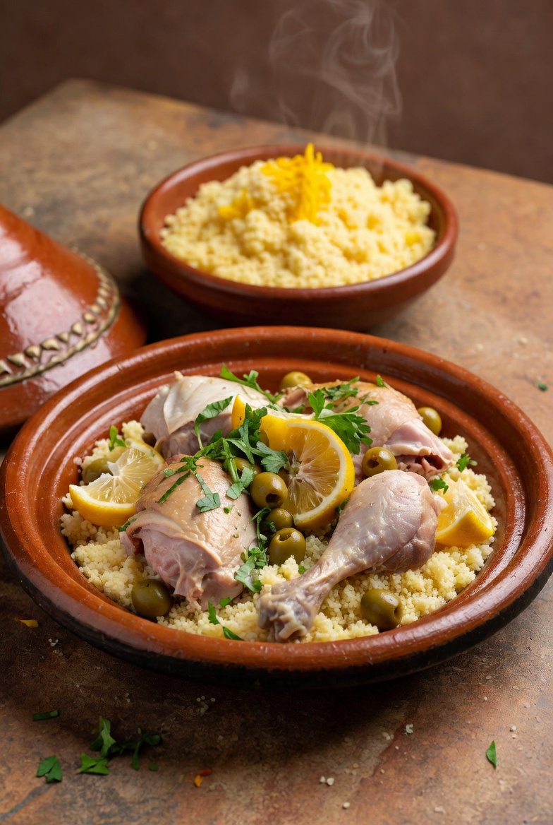 Poulet citron confit aux olives façon tajine